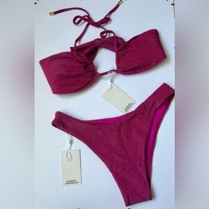 Monday Swimwear Copacabana Top and Byron Bottoms, Fuchsia Berry Shimmer